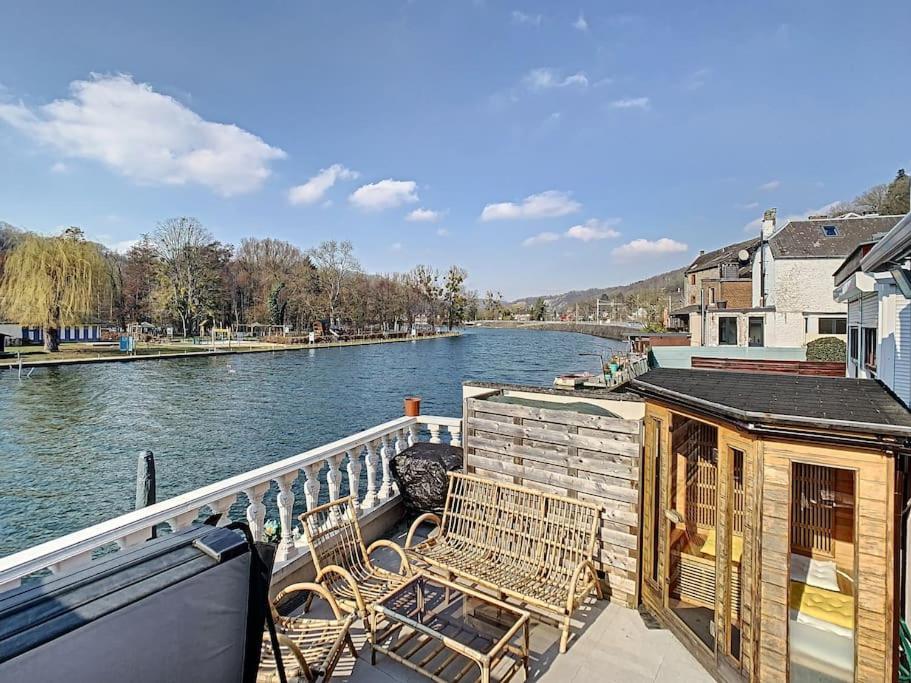 Vue Sur Meuse Avec Jacuzzi Et Sauna Exterieur. Yvoir Экстерьер фото